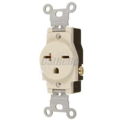 Cathelle 20 Amp/250V Single Outlet, Ivory 5525X