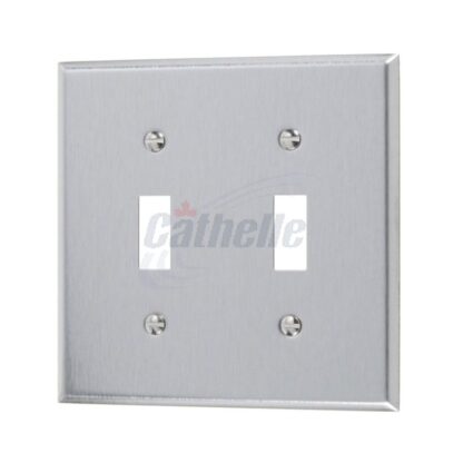 Cathelle 2-Gang Switch Wall Plate, Stainless Steel 7072