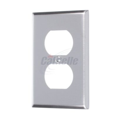 Cathelle Single Gang Duplex Outlet Plate, Stainless Steel 7101