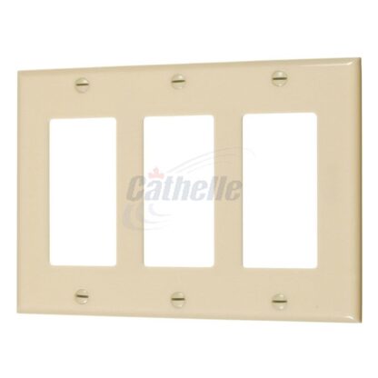 Cathelle 3-Decora Wall Plate, Ivory 7929