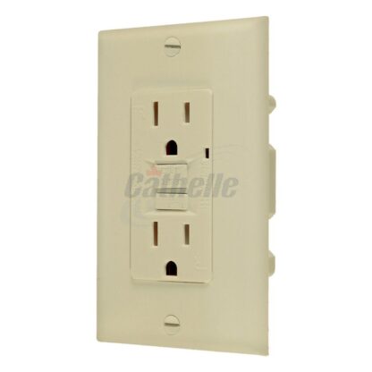 Cathelle GFCI Duplex Receptacle with Light, Ivory B5010