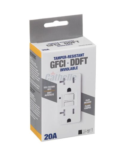 Vista 20 Amp Tamper-Resistant GFCI Outlet, White B5015