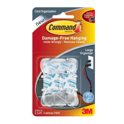 Command Cord Clips, Clear, Large, 2 Pack 17303CLR-C