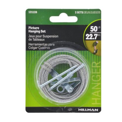 Hillman Heavy Duty Picture/Mirror Hanger Cord Set, 50 lbs 121128