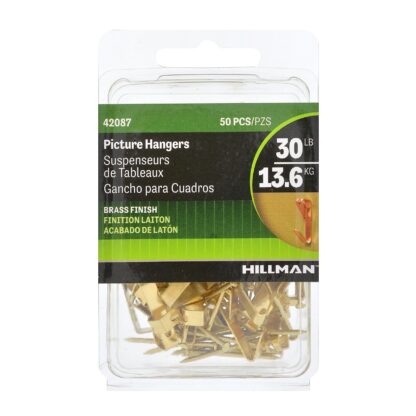 Hillman Brass Picture Hanger, 30 lbs, 50 Pack 42087