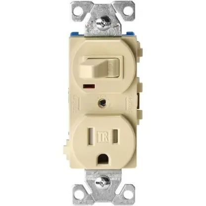 Leviton Switch & Plug Combination Outlet, Ivory 05225-726