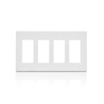 Leviton 4-Gang Screwless Decora Plate, White 80312-SW