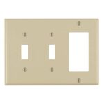 Leviton 3-Gang 1-Decora 2-Toggle Combo Wall Plate, Ivory 80421-I