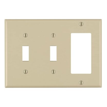 Leviton 3-Gang 1-Decora 2-Toggle Combo Wall Plate, Ivory 80421-I