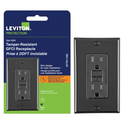 Leviton 15 Amp/120V Tamper-Resistant GFCI Outlet, Black GFTR1-779