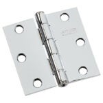 Onward 3" X 3" Full Mortise Butt Hinge, Chrome, 2 Pack 820CB