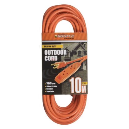 PowerSource 16/3 10M 3-Outlet Extension Cord, Orange 4025