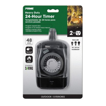 Prime 2-Outlet 24-Hour Outdoor Timer, with 18" Cord TNO24111