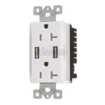 Vista 20 Amp TR 2-USB Duplex Receptacle, White 5620