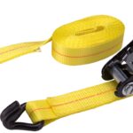 ProSource FH64071 Tie-Down, 1-1/2 in W, 15 ft L, Polyester Webbing, Metal Ratchet, Yellow, 1666 lb, Steel End Fitting