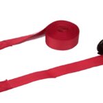 ProSource FH64057 Tie-Down, 1 in W, 14 ft L, Polyester Webbing, Metal Ratchet, Red, 500 lb, Double J-hook End Fitting