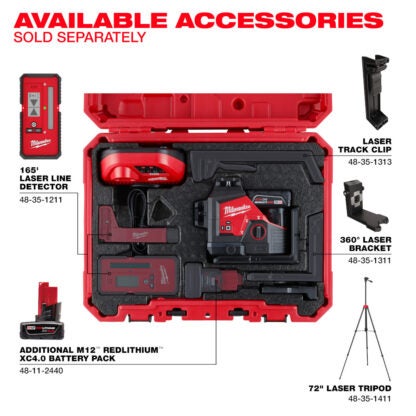 Milwaukee 3632-21 M12 Green 360° 3-Plane Laser Kit