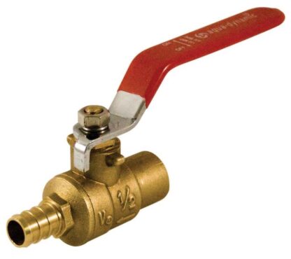 aqua-dynamic 1197-543 Ball Valve, 1/2 in Connection, Solder x PEX, 200 psi Pressure, Brass Body