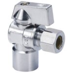 aqua-dynamic 1990-502 Angle Stop Valve, 1/2 x 3/8 in Connection, Solder x Compression, 200 psi Pressure, Brass Body