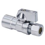 aqua-dynamic 1991-502 Straight Stop Valve, 1/2 x 3/8 in Connection, Solder x Compression, 200 psi Pressure, Brass Body