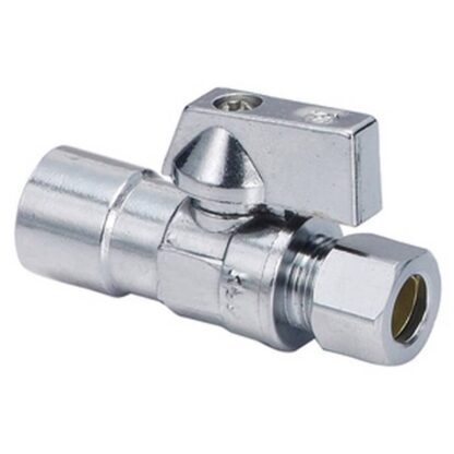 aqua-dynamic 1991-502 Straight Stop Valve, 1/2 x 3/8 in Connection, Solder x Compression, 200 psi Pressure, Brass Body