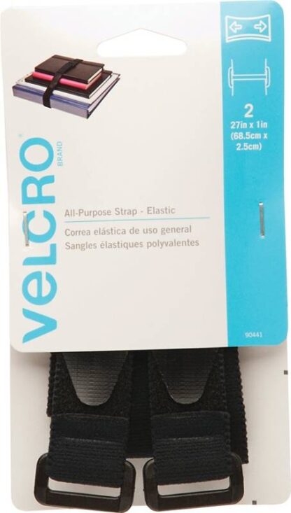 VELCRO Brand 90441 Fastener, 1 in W, 27 in L, Velcro, Black