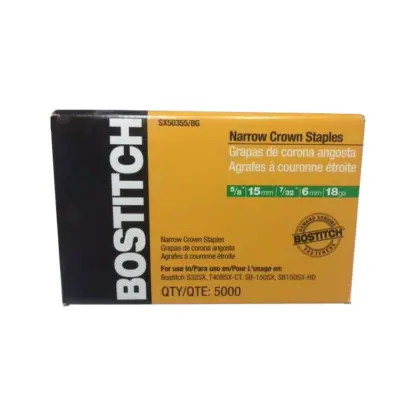 Bostitch 7/32" Crown X 5/8" Leg 18 Gauge SX Series Staple, 5000 Box SX50355/8G