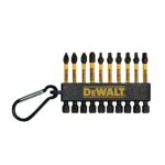 Dewalt Flex Torq Mixed Square/ Phillips Bits with Carabiner Clip Screw Bits Set , 10-pc DWA2MX2IRCARC