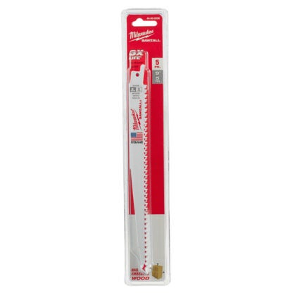 Milwaukee Tool 9" 5 TPI SAWZALL Nail Embedded Wood Reciprocating Saw Blade (5 Pack) 48-00-5036