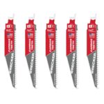 Milwaukee Tool 6" 6 TPI THE WRECKER with Carbide Teeth SAWZALL Blade (5 Pack) 48-00-5541