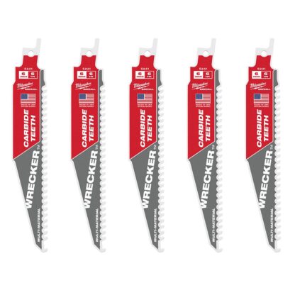 Milwaukee Tool 6" 6 TPI THE WRECKER with Carbide Teeth SAWZALL Blade (5 Pack) 48-00-5541