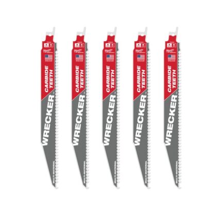 Milwaukee Tool 9" 6 TPI THE WRECKER™ with Carbide Teeth SAWZALL® Blade 5 Pack 48-00-5542