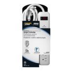 PowerZone Surge Protector Power Strip, 125 V, 15 A, 6-Outlet, 1000 Joules Energy, White OR802126