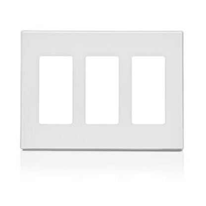 Leviton 80311-022-OSW 3-Gang Decora Screwless Wall Plate - White