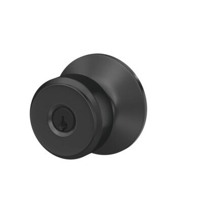 Schlage F51BWE622 Bowery Keyed Knob - Matte Black