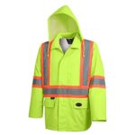 Pioneer V1081360-L Hi-Viz Safety CSA Z96-15 Class 2 Level 2 Rain Jacket - Green - Large