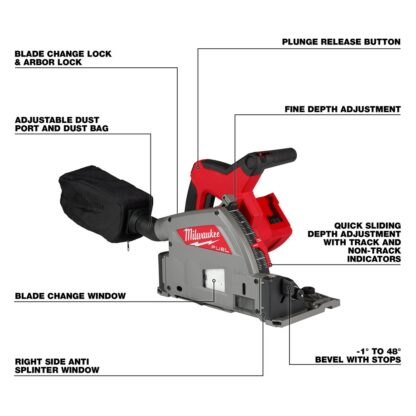 Milwaukee 2831-20 6-1/2" M18 Fuel Plunge Track Saw - Tool Only