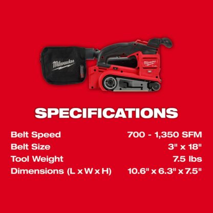 Milwaukee 2832-20 3" x 18" M18 Fuel Sander - Tool Only