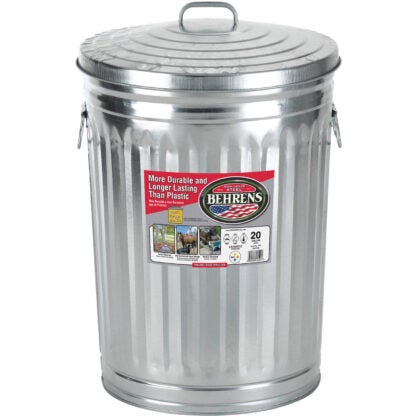 Behrens High Grade 20 Gal Galvanized Steel Garbage Can with Lid