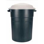 Rubbermaid Plastic Refuse Trash Can with Dark Platinum Lid - 32 Gallon Pack of 8