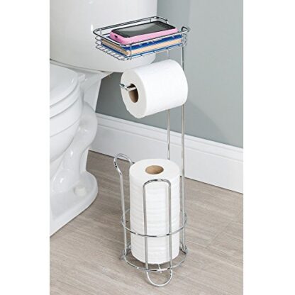 IDesign Toilet Paper Holders Chrome - Shelved Toilet Tissue Holder & Storage Stand