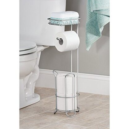 IDesign Toilet Paper Holders Chrome - Shelved Toilet Tissue Holder & Storage Stand