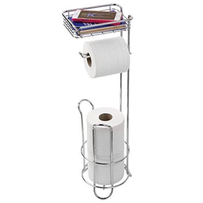 IDesign Toilet Paper Holders Chrome - Shelved Toilet Tissue Holder & Storage Stand