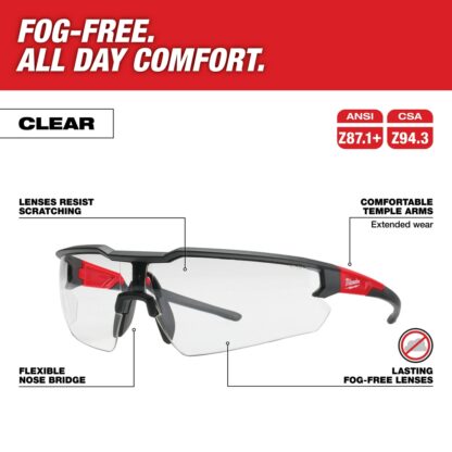 Milwaukee-48-73-2012 Safety Glasses - Clear Fog-Free Lenses