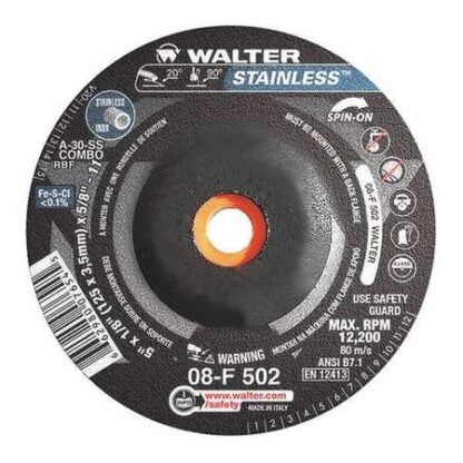 WALTER SURFACE TECHNOLOGIES Stainless 5 in. X 5/8-11 in. Arbor X 1/8 in. T27S a-30-SS Grinding Wheel for Stainless (25-Pack)