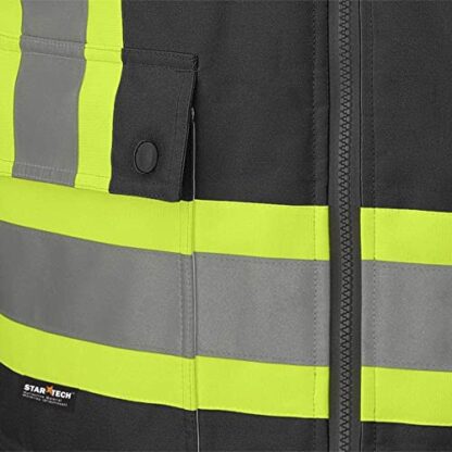 Pioneer V1120470-3XL 6-in-1 Waterproof Winter Hi-Viz Jacket - Black - 3XL