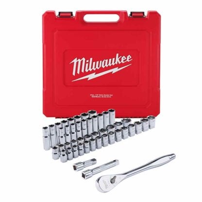 Milwaukee 48-22-9010 1/2" Drive Metric & SAE Ratchet and Socket Set - 47PC