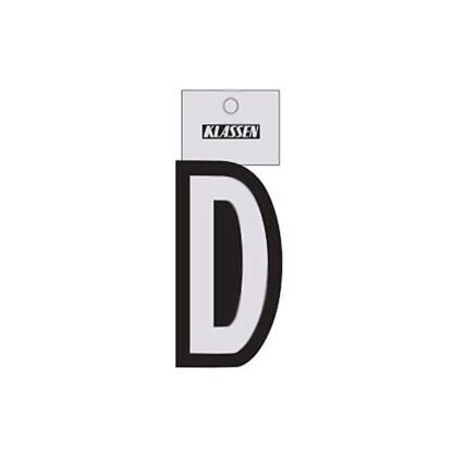 Klassen | Self-Adhesive and Reflective Letter D - 3-in - Vinyl - Black and Silver