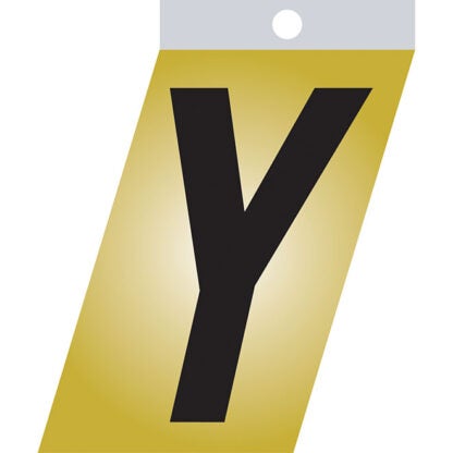 Klassen | Self-Adhesive Metal Letter Y - 3-in - Metal - Black and Gold