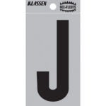 Klassen | Ree-Flects Reflective Letter J - 2-in - Vinyl - Black and Silver